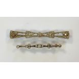 Two diamond set bar brooches,