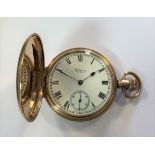 Waltham - A George V 9ct gold full hunter pocket watch,