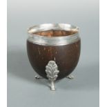 A William IV silver mounted coconut standing cup,