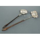 Two George II silver punch ladles,