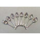 A set of six George II silver tablespoons with a further two examples,