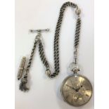 John Bevan, Brecon, Wales - A Victorian silver open-faced pocket watch and 'Albert' chain,