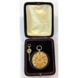 Unsigned - A lady's open faced pocket watch marked '18K',