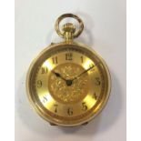 Unsigned - A lady's Swiss 18ct gold open-faced pocket watch,