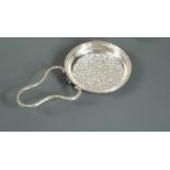 A George III silver lemon strainer,