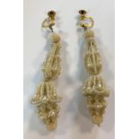 A pair of 19th Century chandelier style seed pearl earpendants,