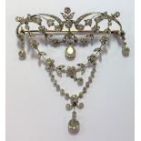 A Belle Epoque diamond stomacher style brooch,