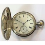 Unsigned - A Victorian silver full hunter pocket watch,