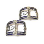 A pair of Regency steel, paste and enamel shoe buckles,