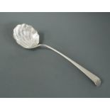 A George III silver soup ladle,