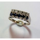 A sapphire and diamond double row ring,