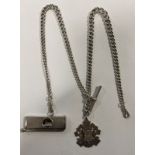 A Sterling silver 'double Albert' watch chain,