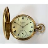 JW Benson - A George V 9ct full hunter pocket watch and 'double Albert' chain,