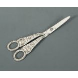 A pair of George III silver grape scissors,
