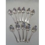 A set of six George I silver tablespoons, together with a further pair and three single examples,