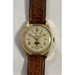 JW Benson – A gentleman’s gold plated triple calendar with moonphase wristwatch,