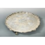 A large Victorian silver tray by R&S Garrard,