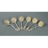 A collection of six Victorian silver sifting spoons,