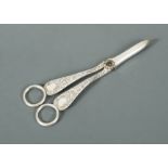 A pair of Victorian silver grape scissors,