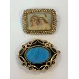 Two 19th Century memorial brooches, one converted to a pendant,