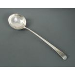 An early George III silver soup ladle,