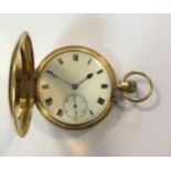 Unsigned - An Edward VII 18ct gold full hunter pocket watch,