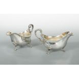 A pair of George II silver sauce boats,