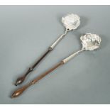 Two George II silver punch ladles,