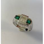 An Art Deco style emerald and diamond ring,