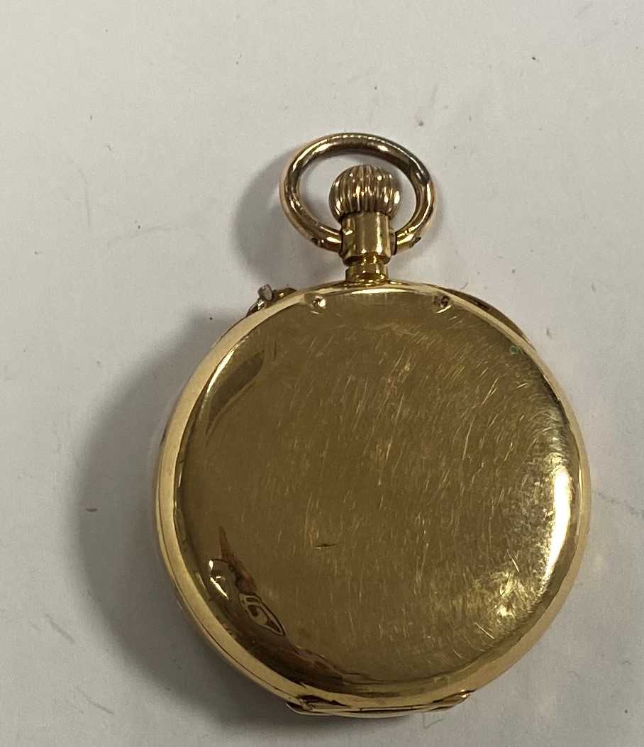 Unsigned – A lady’s Swiss 18ct gold open faced fob watch retailed by L.G. Weygang, Guernsey, - Image 2 of 6