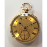 Unsigned - A Victorian 18ct gold open faced pocket watch,