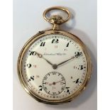 IWC - A Swiss 14ct gold open faced pocket watch,