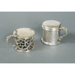 Two substantial Victorian silver drum mustards,