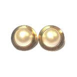 A pair of mabé pearl ear clips,