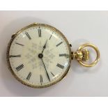 Unsigned - A lady's Swiss 18ct open-faced pocket watch retailed by Gill & Son of Aberdeen,