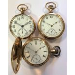 A trio of gold plated pocket watches,