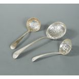 Three 18th Century George III sifting spoons by Thomas Chawner,