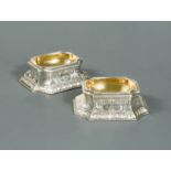 A pair of early George II silver trencher salts,