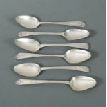 Dublin - A harlequin near set of six Georgian silver teaspoons,