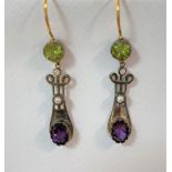 A pair of Suffragette colour earpendants,