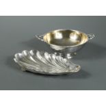 A Victorian silver shell dish and quaich,