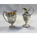 Two Victorian silver helmet style cream jugs,