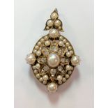 Gifted by Queen Victoria - A 19th Century pearl and diamond brooch / pendant,