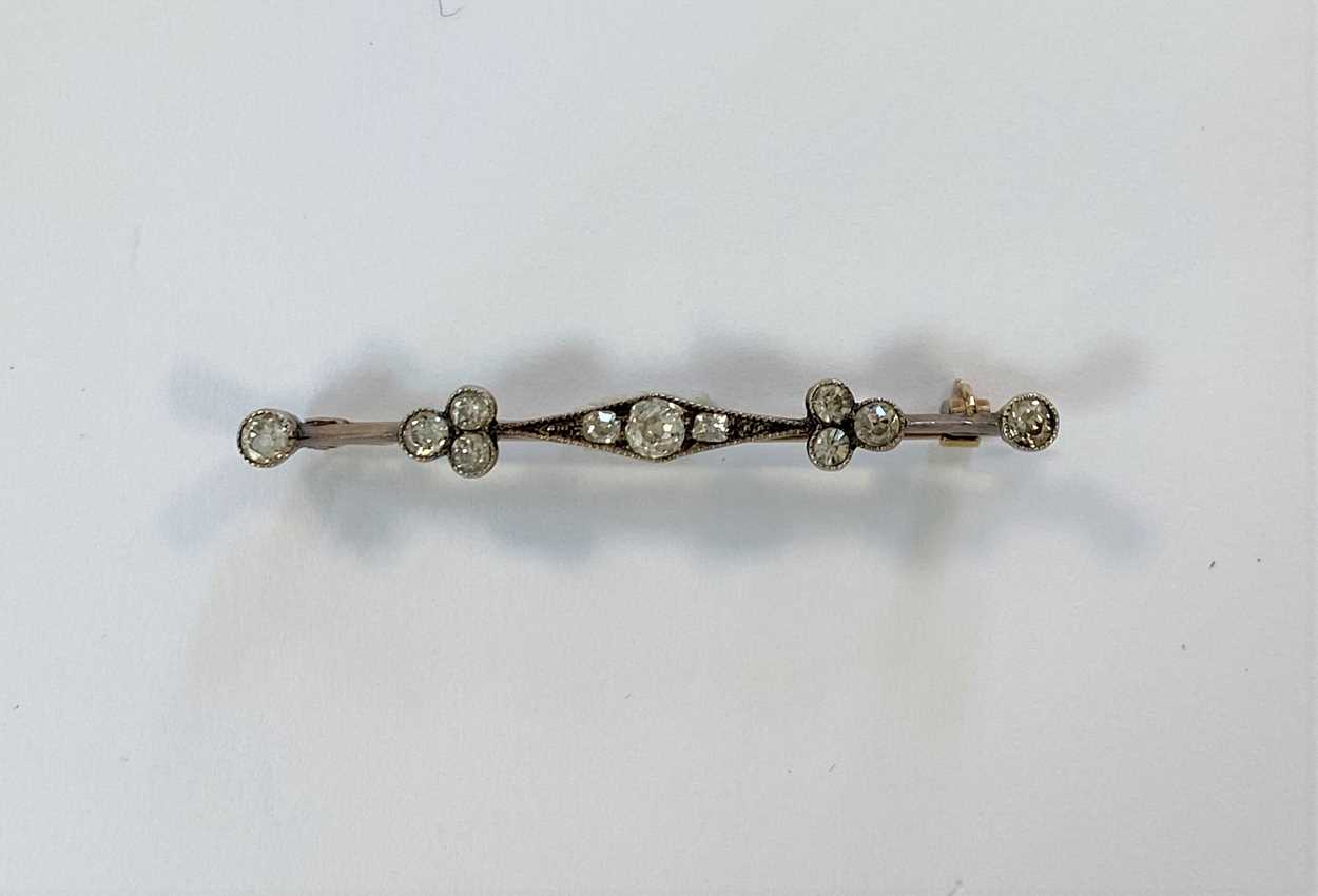 Two diamond set bar brooches, - Image 5 of 7