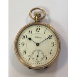 Waltham - A rare 9ct gold open-faced pocket watch,