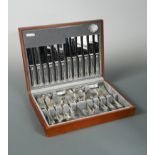 A canteen containing a 57 piece set of silver plated cutlery with two additions,
