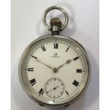 Omega - A George V silver open-faced pocket watch,