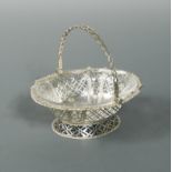 A George III late 18th Century silver swing handled bon bon dish,