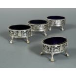 Two pairs of George III silver salts by Robert Hennell I,