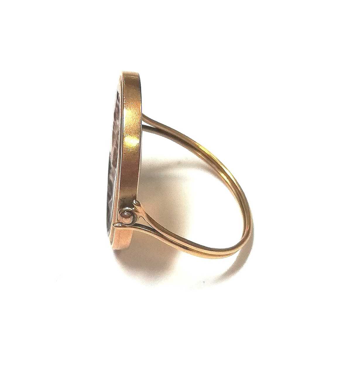 A Neo Classical design double intaglio swivel head ring, - Image 3 of 4